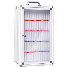 Key Storage Cabinet, 6Slot, Aluminum Alloy, Security Lock, Home and Office, Compact Design, Silver (EU)