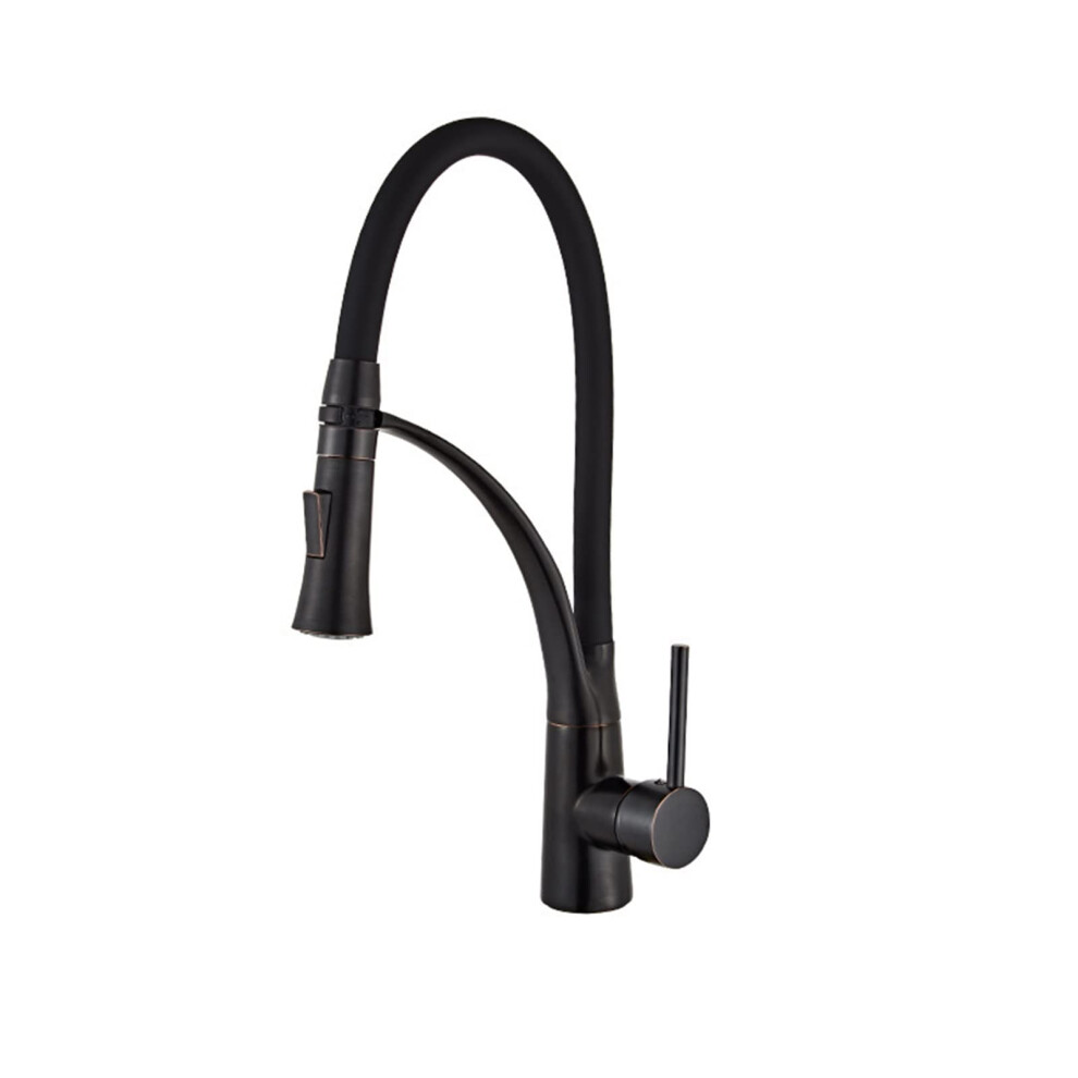 Kitchen Faucet With Pullout Spray, Black Brass Finish, Rotating Mixer Taps, Hot And Cold Water, Orb A 9119770935816