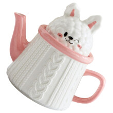 Ceramic Water Pitcher with Lid Large Capacity Bunny Design Carafe for Juice Tea and Beverages