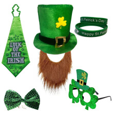 Ensemble de costumes avec nœud papillon et chapeau haut vert,-UN