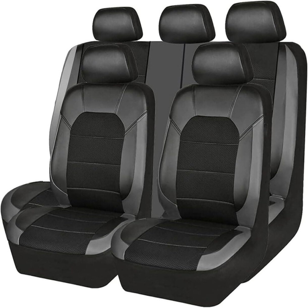 Car Seat Covers Full Set For Buick Lacrosse 2Nd Gen 20092015 Leather Waterproof Front Rear Black/Gray 9365049216364