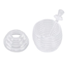 Honey Pot With Stir Rod BeeShaped Plastic Jar For Kitchen Decor Easy Serving Transparent