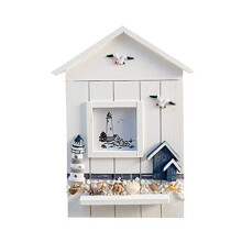 Key Cabinet Wooden Wall Mounted, Nautical Style, Mediterranean Style, Compact Key Holder Storage Box Natural Wood Finish
