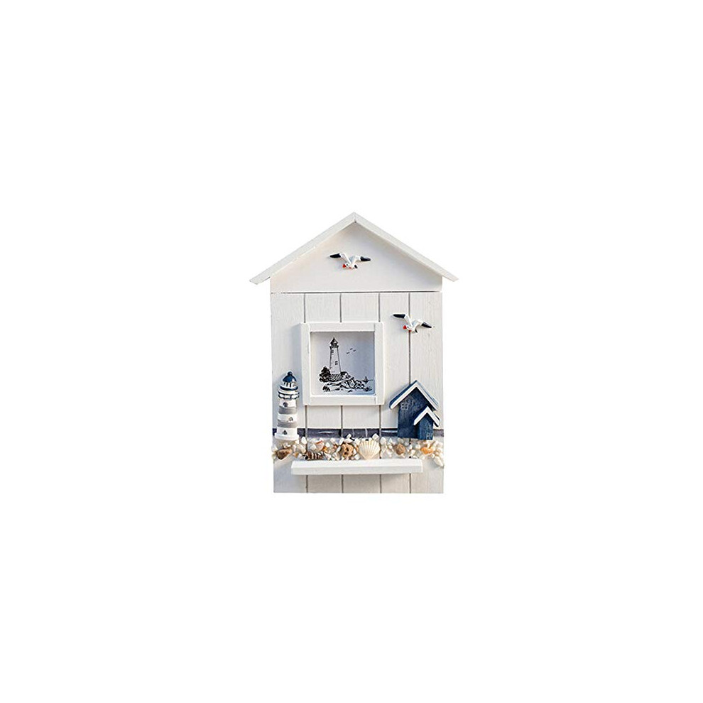 Key Cabinet Wooden Wall Mounted, Nautical Style, Mediterranean Style, Compact Key Holder Storage Box Natural Wood Finish 9119770937445