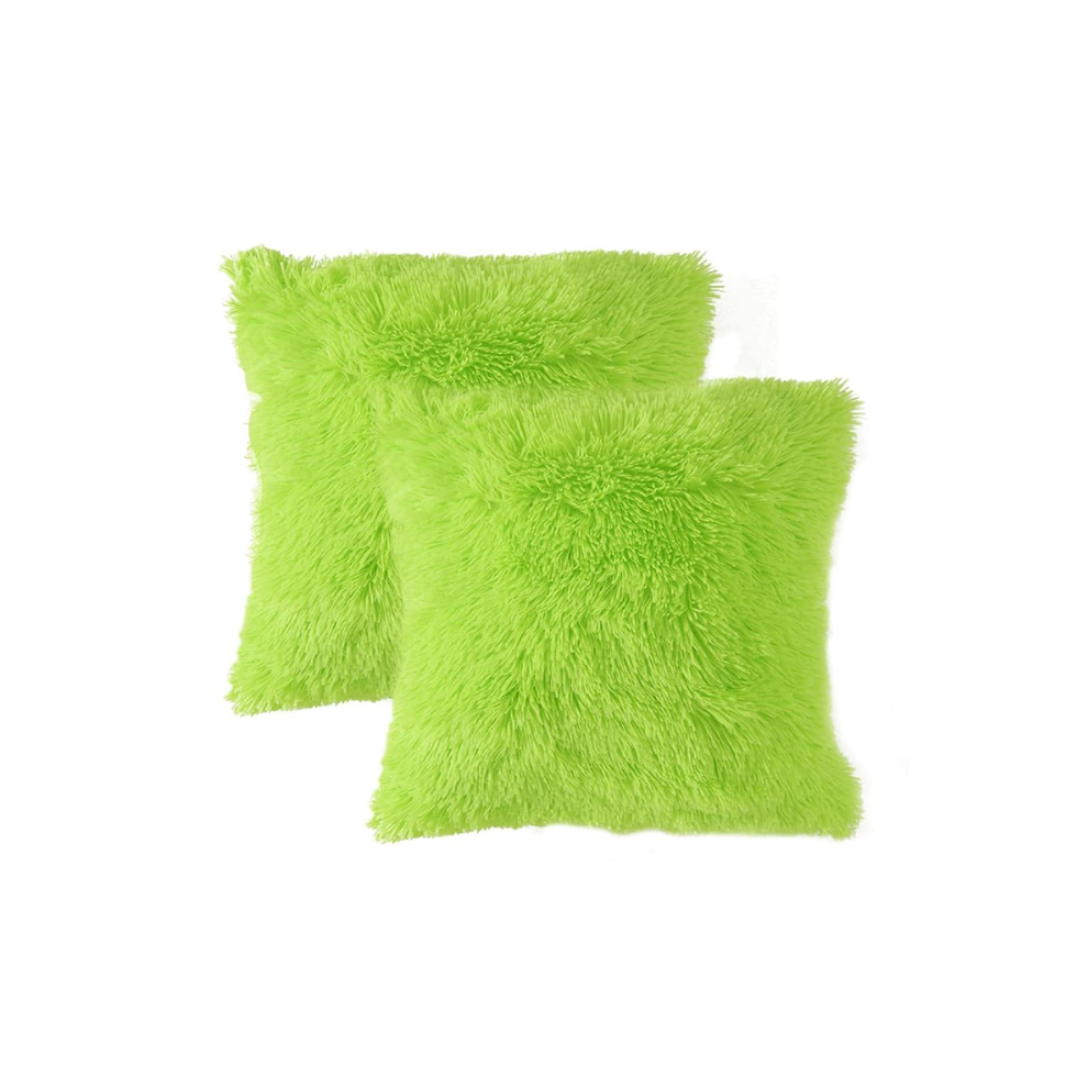 Decorative Pillow Covers With Hidden Zipper Closure, Comfortable Modern Style Artificial Fur Square Fuzzy Cushion Case, Set Of 2, For Outdoor And Indo-image-OPC-PNTFW27-NEW