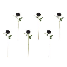6Pcs Sturdy Flocking Fashion Faux Roses Portable Party-Black