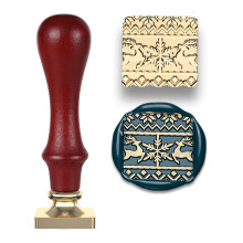 Christmas Seal Stamp Head Wood Handle Set,-snow deer sweater