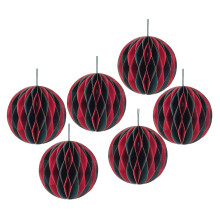 6Pcs Multicolored Honeycomb Paper Globes Christmas-red green