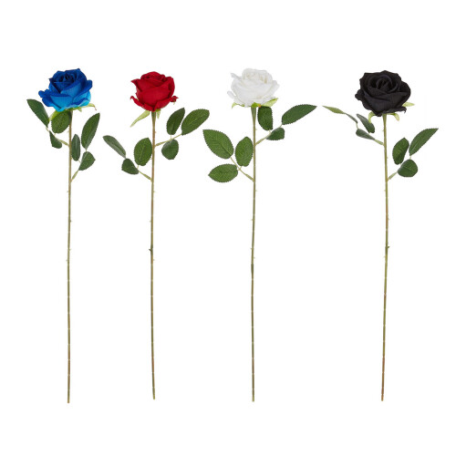Pack of 6 Sturdy Flocking Touch Artificial Roses-Royal blue 1