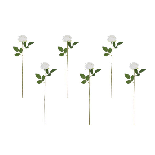 Multipacks of 6 Soft Sturdy Flocking Roses Accessory-White