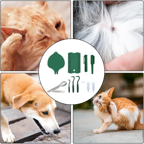 Tick Remover Tool for Dogs and Cats with Precision Flea Removal Kit, Lightweight MultiTool Set 2