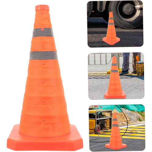 Collapsible Traffic Cone For Road Work, Parking Lots, And Schools, Durable Plastic, Foldable, SpaceSaving, Stable Base 1