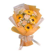 Graduation Season Rose Soap Flower Bouquet Handcrafteds-Yellow