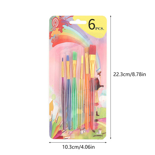 6Pcs Candy Color Paint Brush Fine/Flat Tip, Plastic Paint Brush 2