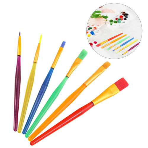 6Pcs Candy Color Paint Brush Fine/Flat Tip, Plastic Paint Brush 1