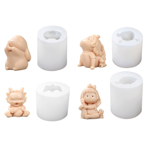 Baking Candle Mould Cute Castings Molds DIY 3D Silicone- D 1