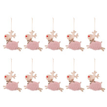 10Pcs Wood Christmas Ornament for Office Supplies and Home-Pink