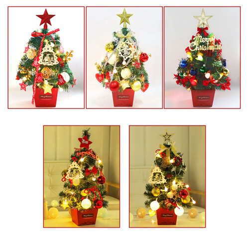 1Pcs Miniature Christmas Tree with Lights and Ornament-SET02 2