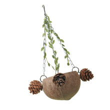 Hanging Birdhouse Cage Coconuts Bird Shell-Pine cone hanging ba