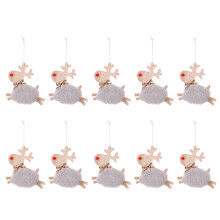 Set of 10 Sturdy Wood Christmas Hanging Ornament for-Gray