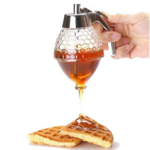 Honey Dispenser With Stand No Drip PushPull Pourer For Syrup And Sugar Jar 10 x 8 x 14.5 cm Transparent