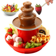 Chocolate Fondue Fountain With Heating, 8Oz Capacity, Detachable ThreeLayer Design, Easy Assembly, Includes Fruit Bowl