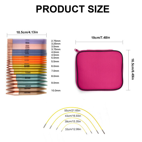 13Pairs Interchangeable Circular Knitting Needle 2.75-10mm for 2