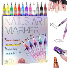 Nail Art Pens.12 Color 3d Nail Pen Set, Nail Pen. Nail Graffiti. Painting. Suitable for DIY Nail Art and Beauty Tools