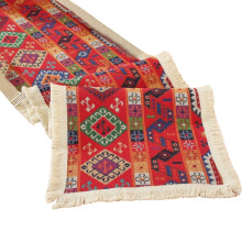 Ins Style Tischdecke Weihnachtsblume Vogel Jacquard-Burgund C