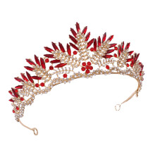 Koningin Prinses Tiara's Kronen Kristallen Diadeem Voor-Rood