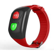 GPS Smart Bracelet For Seniors, Emergency Call, Fall Detection, Heart Rate Monitor, Blood Monitor, Red Bonny369