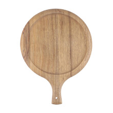 Wooden Pizza Tray Round Pizza Board With Handle, Pizza Peel Cutting Board Bakeware For Home Kitchen Natural Wood