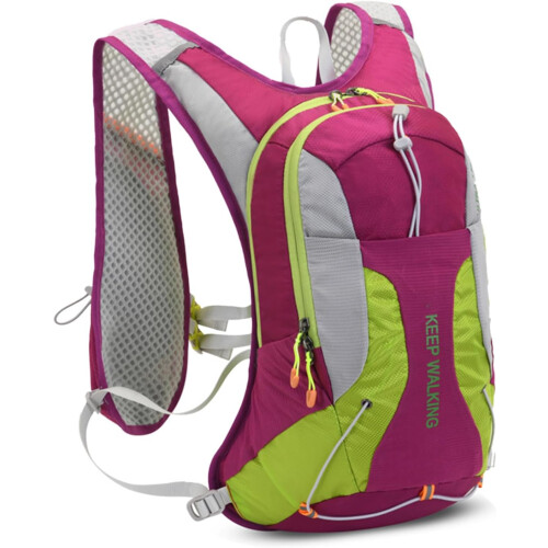 Running Backpack, Hydration Compatible, Large Capacity, Reflective Cycling Vest, Lightweight, Rose Red 2