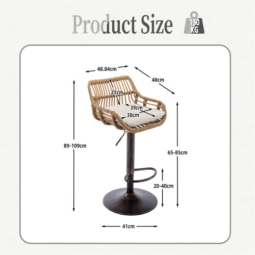 2 PCS Modern Swivel Bar Stools with Cushion 1