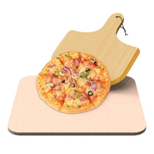 Pizza Stone Cordierite 15 x 12 Inch Square For Oven And Grill Baking Stone For Bread, Includes Wooden Peel Paddle