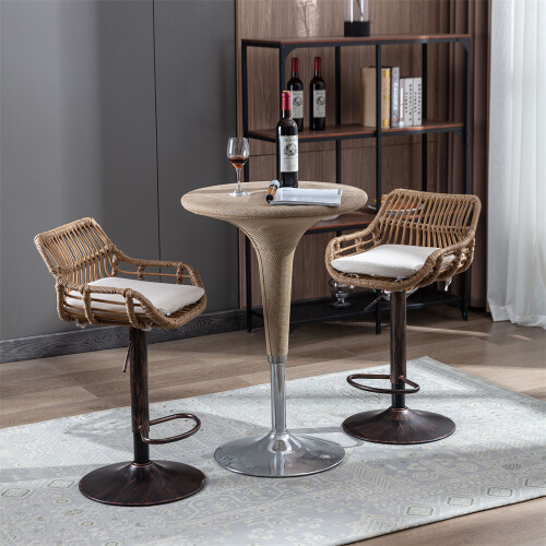 2 PCS Modern Swivel Bar Stools with Cushion 2
