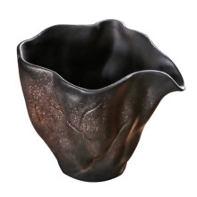 Ceramic Lotus Leaf Tea Cup Dispenser, Large Vintage Gold Glaze Finish, For Office And Home Use