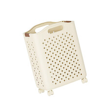 Elegant Household Laundry Basket-medium size cream on casters