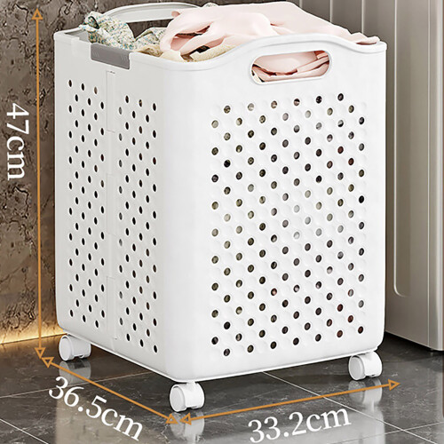 Elegant Household Laundry Basket-medium size cream on casters 2
