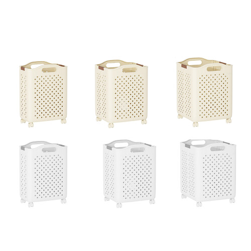 Elegant Household Laundry Basket-medium size cream on casters 1
