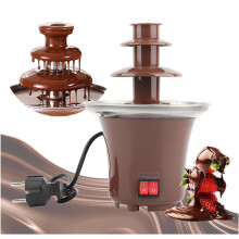 Chocolate Fondue Fountain For Parties, 3Tier Auger Style, Constant Heat, Easy Clean, Melt Fondue Machine, Brown
