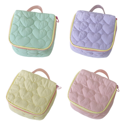 Polyester Heart Pattern Makeup Holder Large Capacity-Purple 1