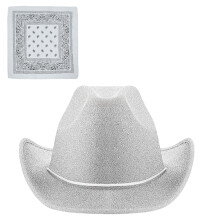 Chapeaux de Cowboy étincelants, foulard à paillettes-Argent