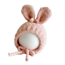 Bonnet doux pour bébé, pompons d'oreille tricotés, joli-Rose