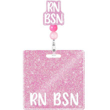 Retractable Nurse Badge Cards Glittering Name Card-RN BSN