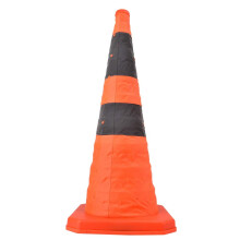 Traffic Cones Collapsible 70cm ABS Engineering Plastic Durable Reflective Strips For Traffic Management Orange
