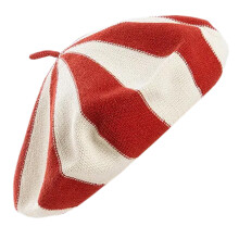 Béret tricoté pour enfants, chapeau de-des rayures rouges