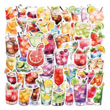 50 Piece Aquarelle Cocktail Tagging Paster Cut Waterproof