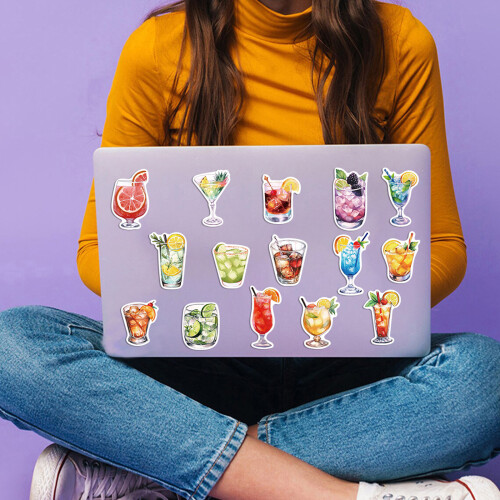 50 Piece Aquarelle Cocktail Tagging Paster Cut Waterproof 1