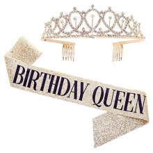 Fascia con glitter argento per feste e celebrazioni, tiara con strass comoda da indossare, fascia da regina per il compleanno per donne, set completo